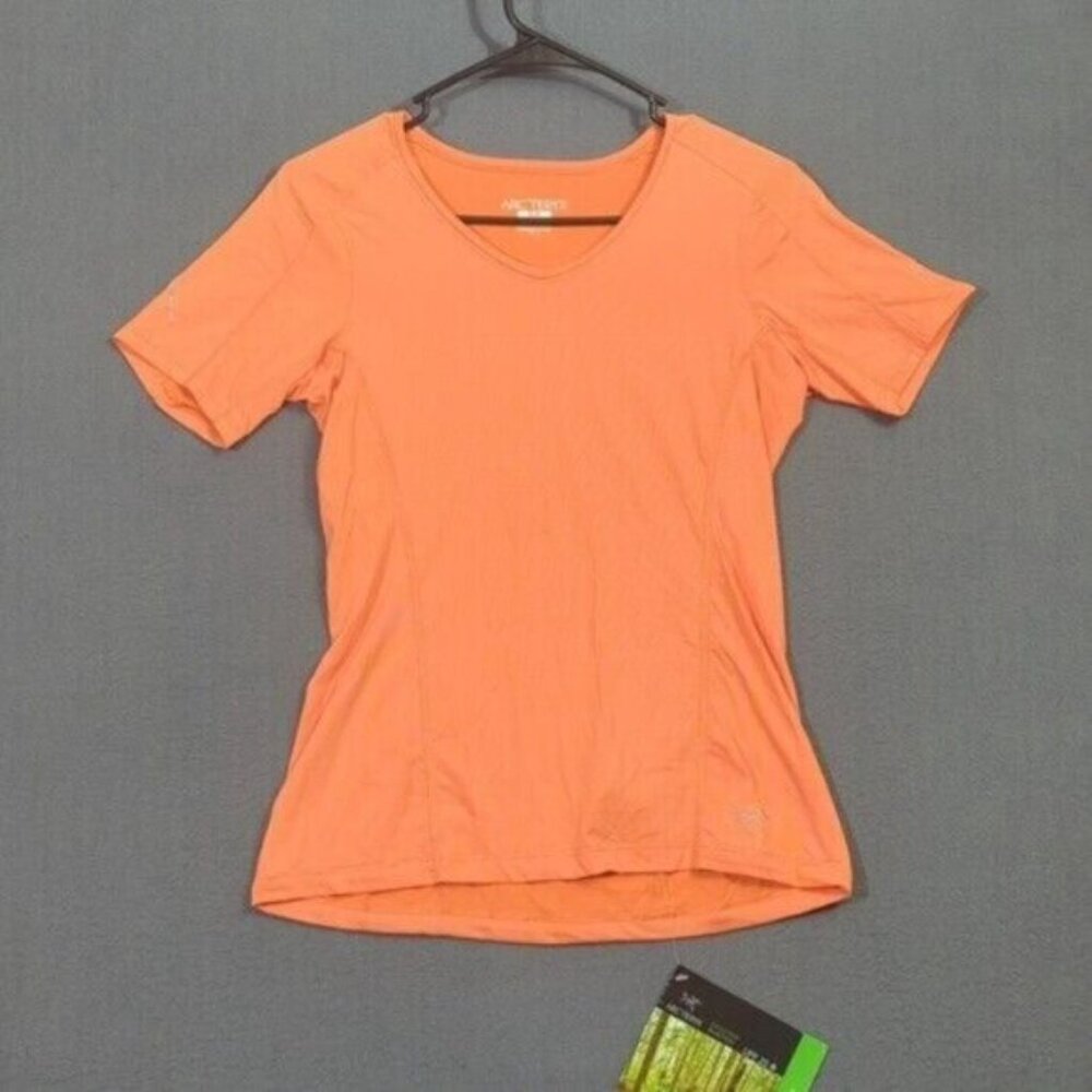 Arc'teryx Shirt Women's S Orange Motus Crew Short Sleeve Tee Outdoor Hiking NWT - Picture 2 of 12